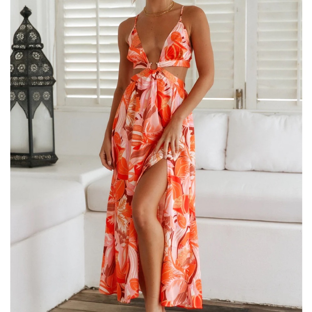 Hello Molly Strike Twice Maxi Dress Orange
